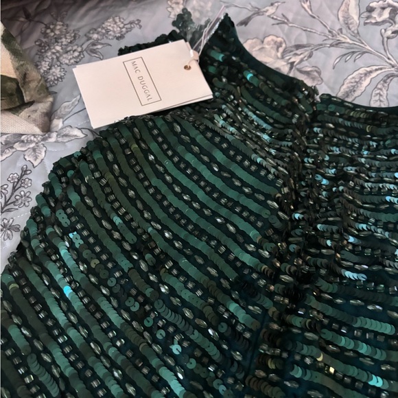 Mac Duggal - Cap Sleeve Sequined Evening Gown - Forest Green Size 8 #5441 NWT - Picture 16 of 17